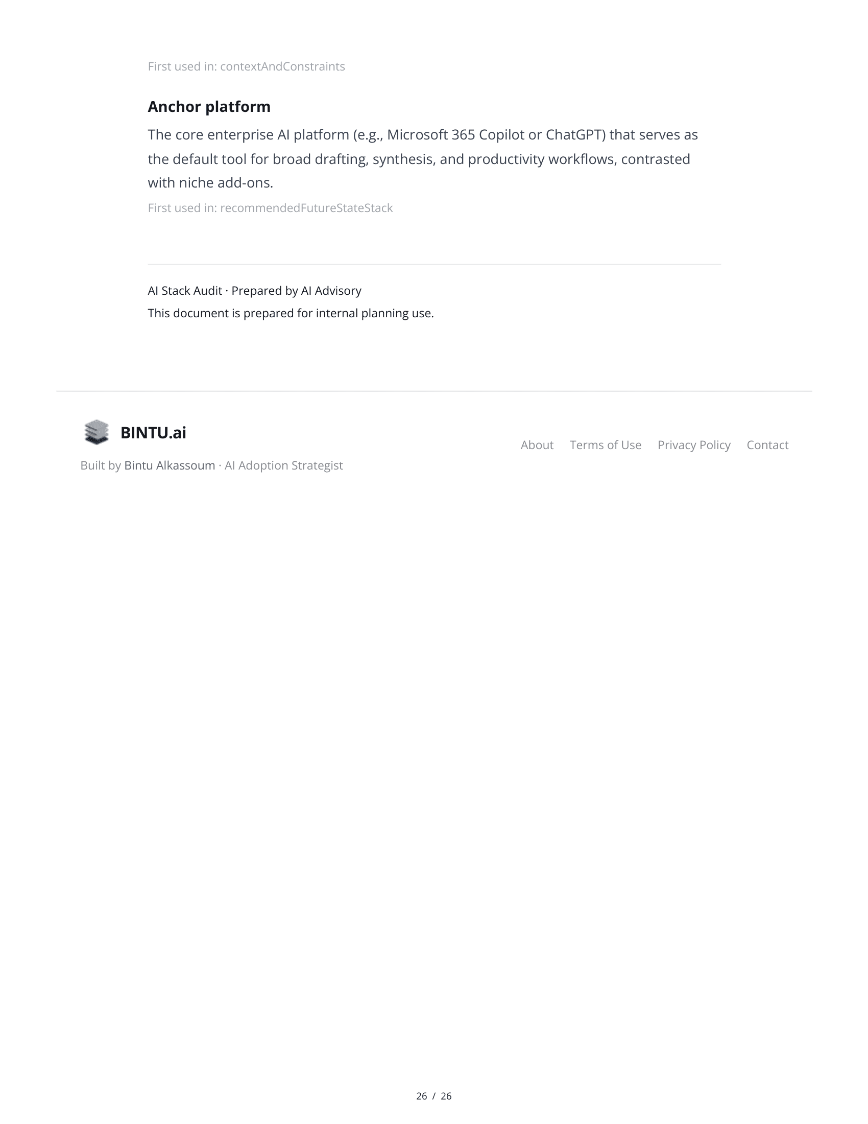 Sample AI Stack Audit — Page 26